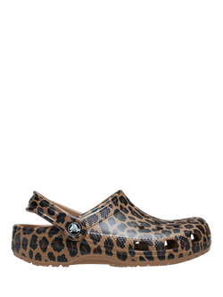 Crocs Kids' Classic Animal Leopard Clogs, Sepia/Brown