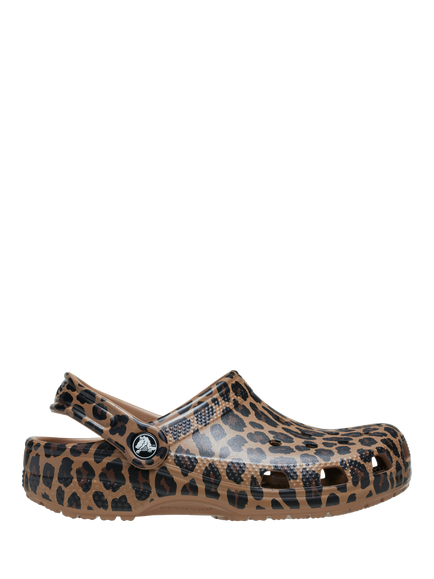 Crocs Kids' Classic Animal Leopard Clogs, Sepia/Brown
