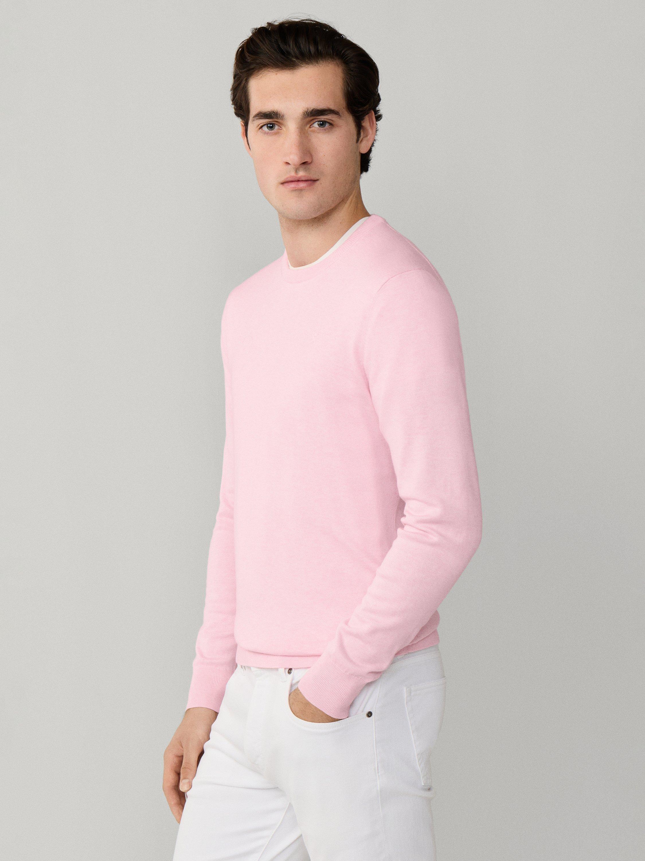 Product image 7 of 11, which shows Hackett London Cotton-Silk Crew Neck Jumper, Baby Pink, XXXL