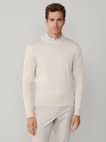 Hackett London Cotton-Silk Crew Neck Jumper, Candle White