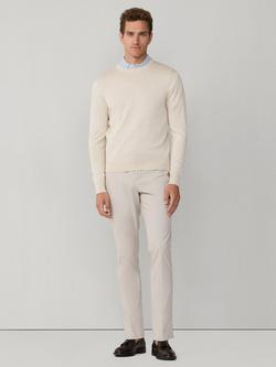 Hackett London Cotton-Silk Crew Neck Jumper, Dusty Blue - view 2, Candle White