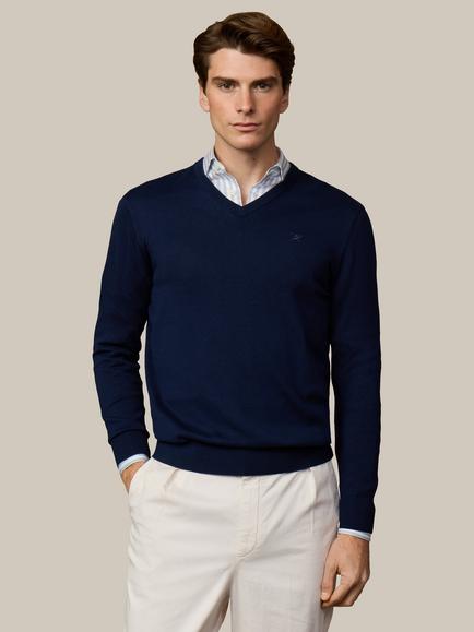 Hackett London Heritage V Neck Cotton Jumper, Old Navy