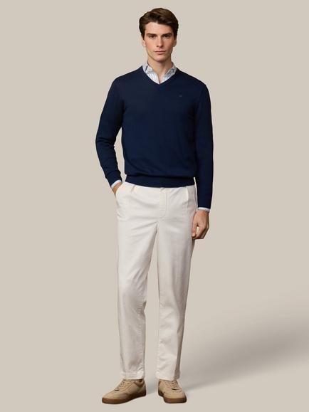 Hackett London Heritage V Neck Cotton Jumper - view 2, Old Navy