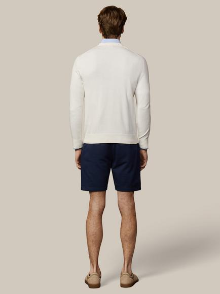 Hackett London Cotton V-Neck Jumper, Off White - view 2, Off White