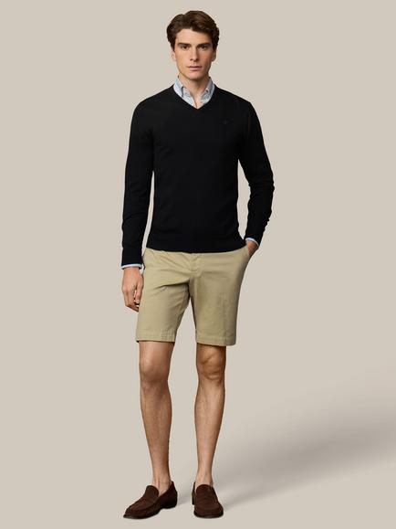 Hackett London Heritage V Neck Cotton Jumper - view 2, Black