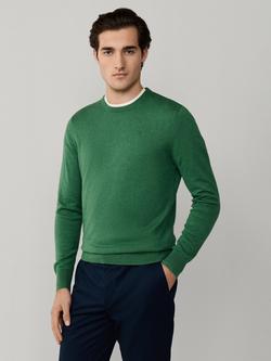 Hackett London Cotton-Silk Crew Neck Jumper, Dusty Blue, Apple Green