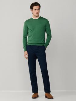 Hackett London Cotton-Silk Crew Neck Jumper, Dusty Blue - view 2, Apple Green