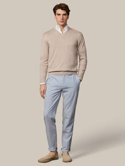 Hackett London Cotton V-Neck Jumper, Malt Beige - view 2, Malt Beige