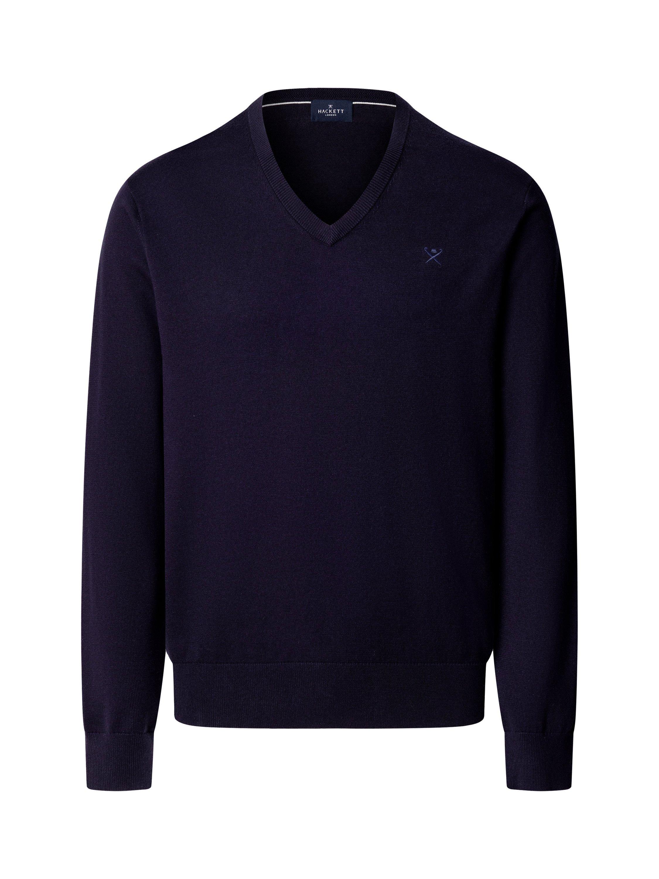 Product image 4 of 8, which shows Hackett London Cotton with Silk V-Neck Jumper, Old Navy, XS