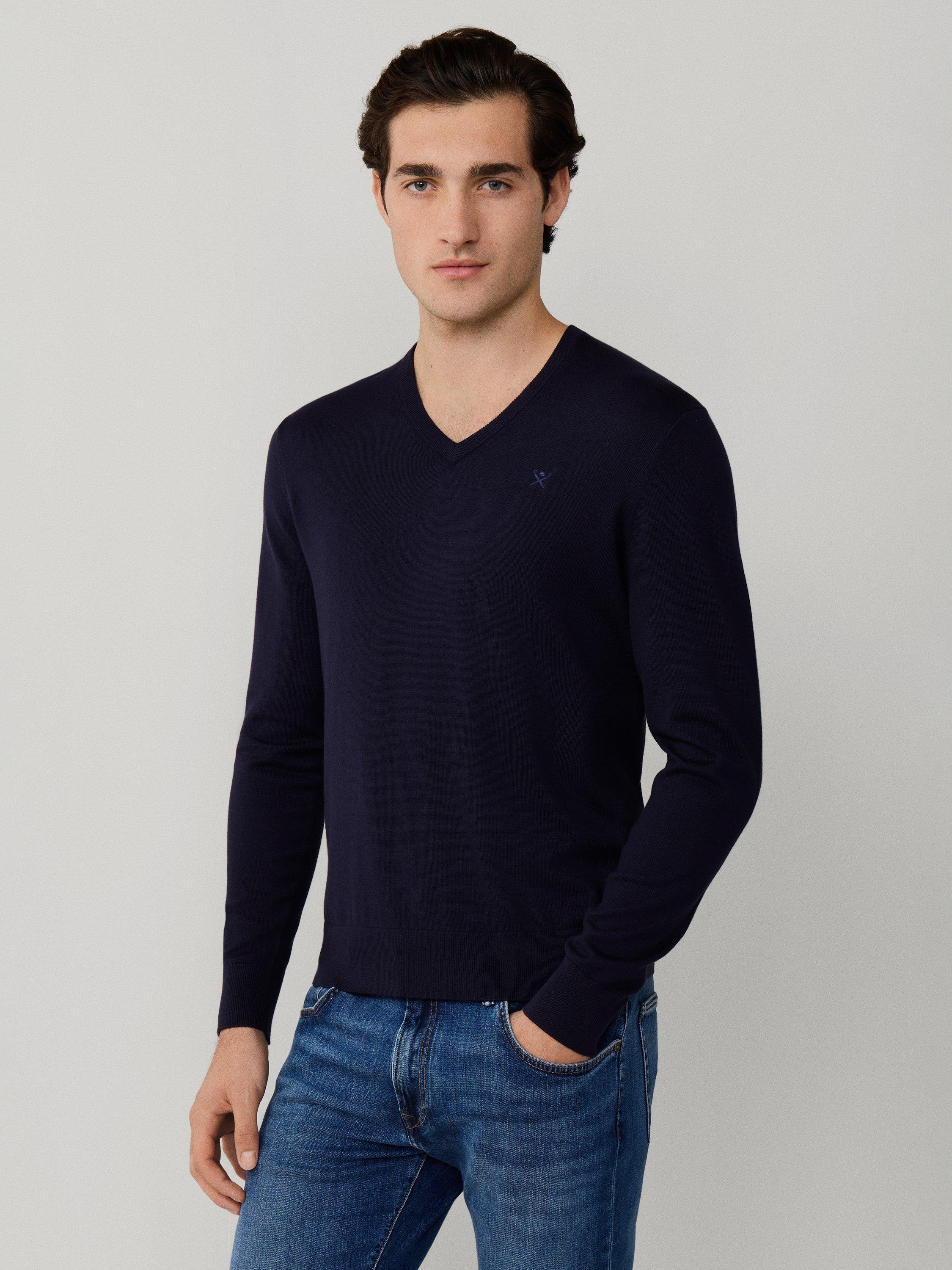 Product image 7 of 8, which shows Hackett London Cotton with Silk V-Neck Jumper, Old Navy, XS