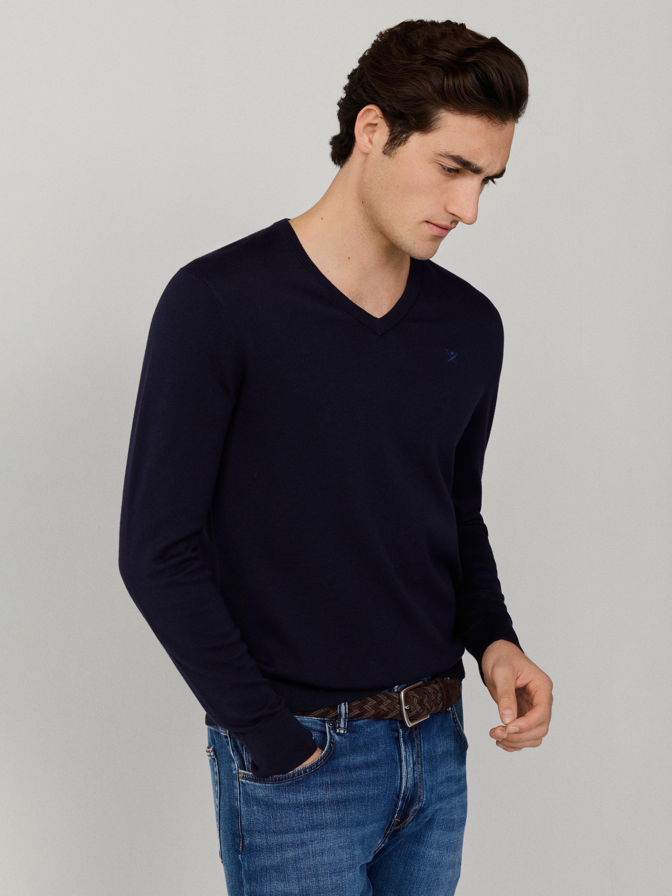 Product image 8 of 8, which shows Hackett London Cotton with Silk V-Neck Jumper, Old Navy, XS