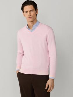 Hackett London Cotton-Silk V- Neck Jumper, Baby Pink, Baby Pink