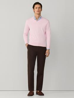 Hackett London Cotton-Silk V- Neck Jumper, Baby Pink - view 2, Baby Pink