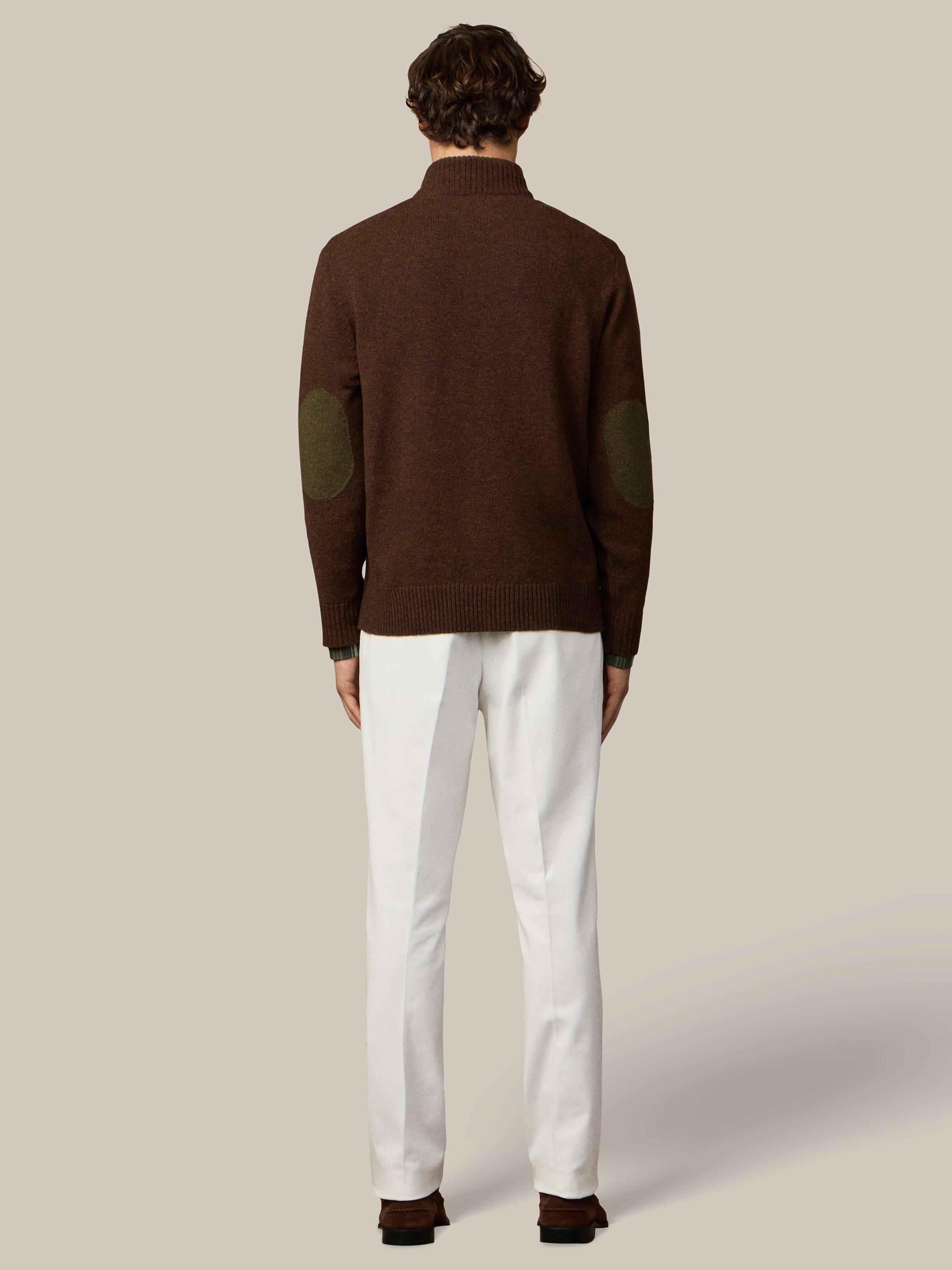 Product image 3 of 8, which shows Hackett London Merino Wool Quarter-Zip Jumper, Dark Brown, XXXL