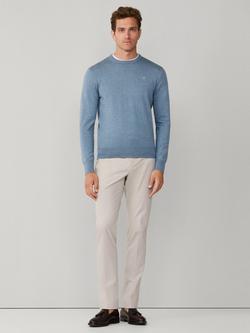 Hackett London Cotton-Silk Crew Neck Jumper, Dusty Blue - view 2, Dusty Blue