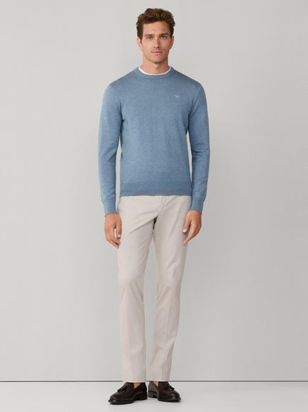 Hackett London Cotton-Silk Crew Neck Jumper - view 2, Dusty Blue