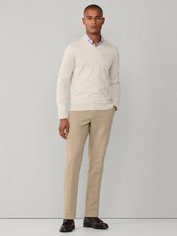 Hackett London Cotton with Silk V-Neck Jumper - view 2, Candle White
