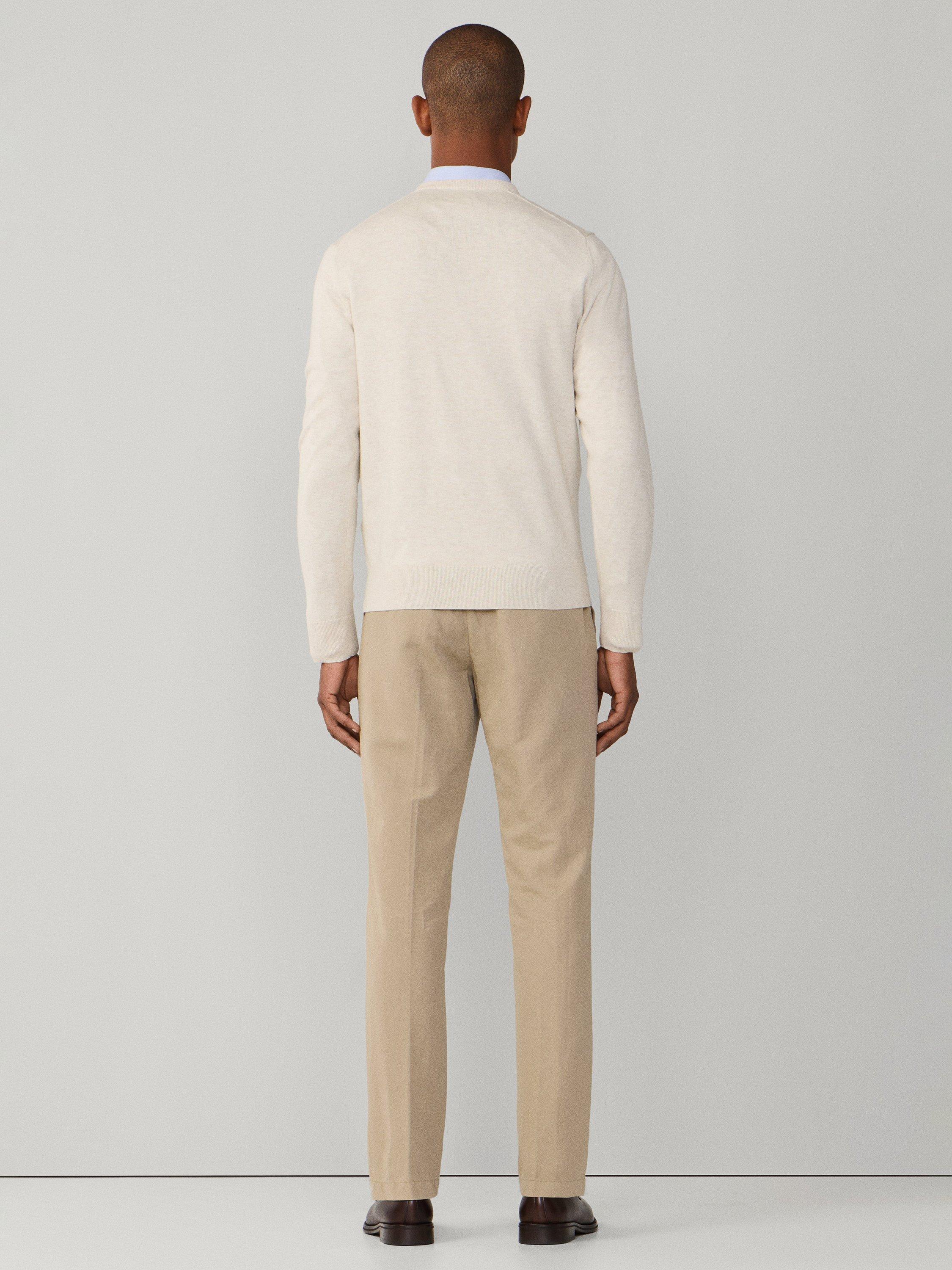 Product image 3 of 7, which shows Hackett London Cotton with Silk V-Neck Jumper, Candle White, XS