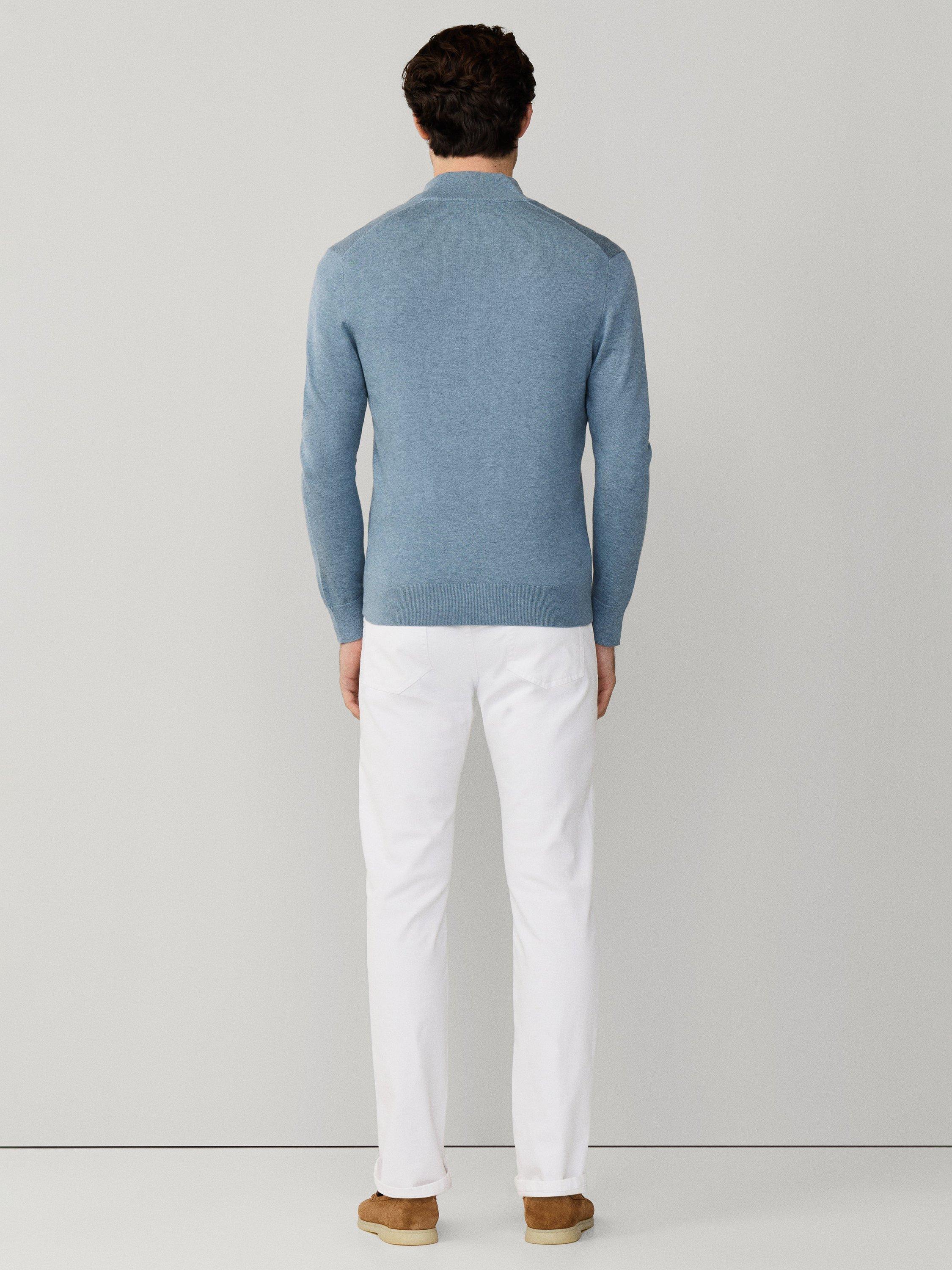 Product image 3 of 8, which shows Hackett London Cotton with Silk Quarter-Zip Jumper, Dusty Blue, XXXL