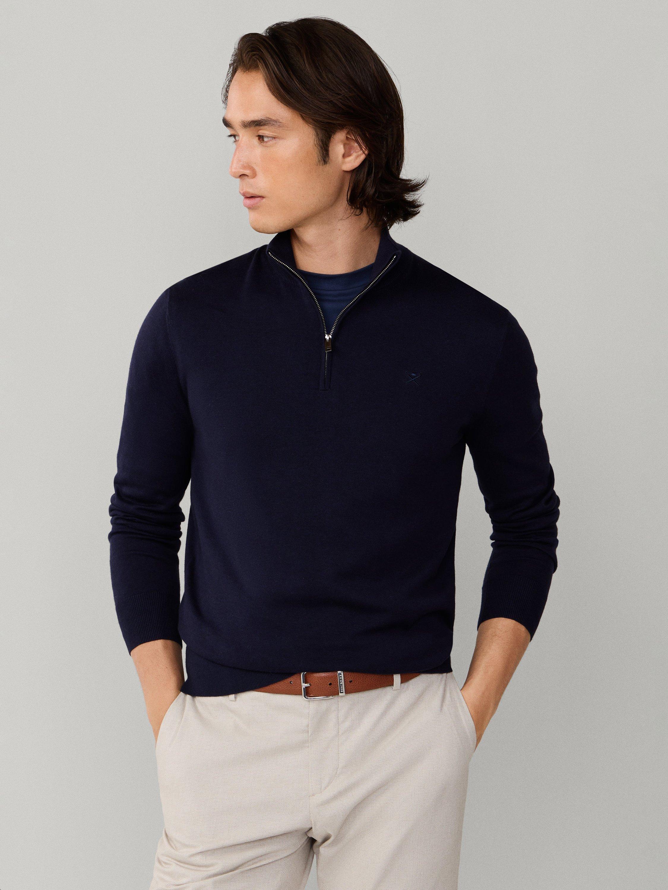Product image 1 of 7, which shows Hackett London Cotton with Silk Quarter-Zip Jumper, Old Navy, XS