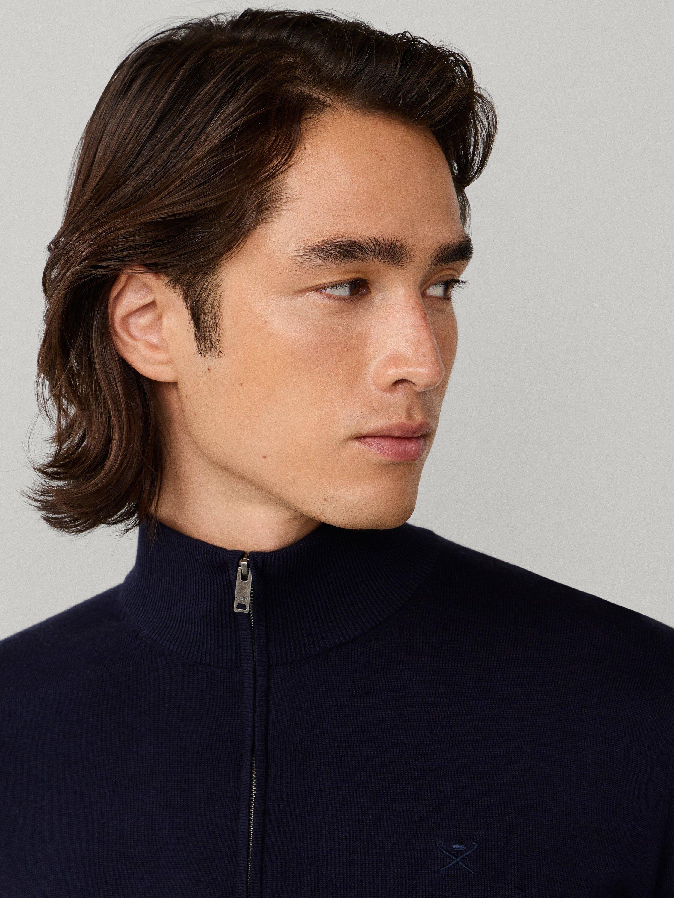 Product image 5 of 7, which shows Hackett London Cotton with Silk Quarter-Zip Jumper, Old Navy, XS