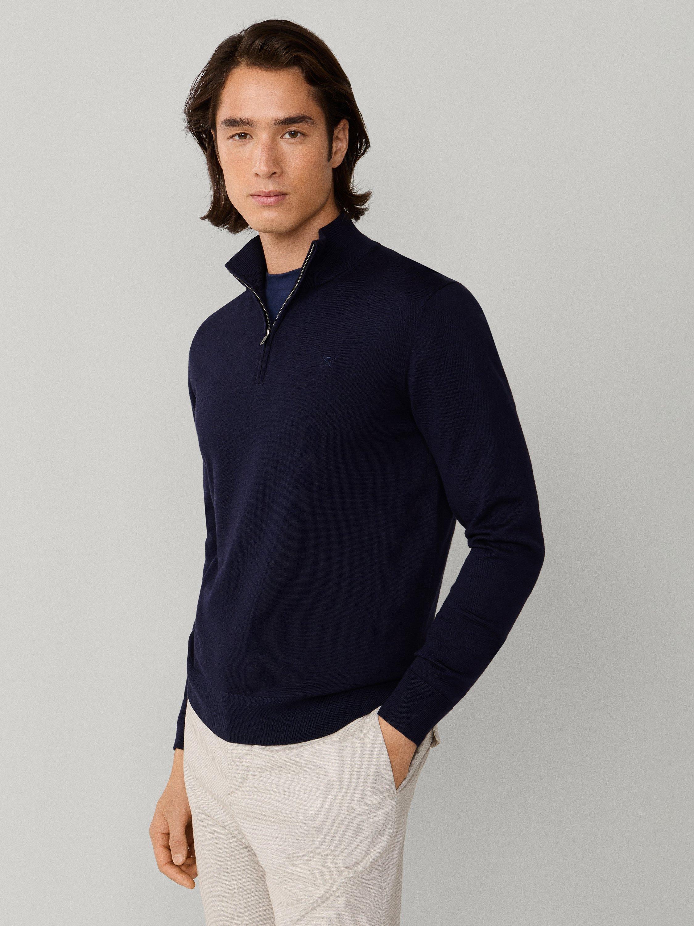Product image 7 of 7, which shows Hackett London Cotton with Silk Quarter-Zip Jumper, Old Navy, XS