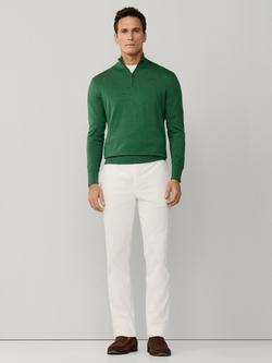 Hackett London Cotton with Silk Quarter-Zip Jumper - view 2, Apple Green