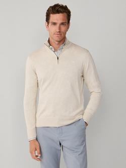 Hackett London Cotton with Silk Quarter-Zip Jumper, Candle White
