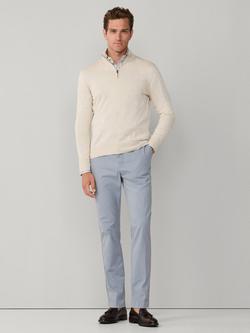 Hackett London Cotton with Silk Quarter-Zip Jumper - view 2, Candle White