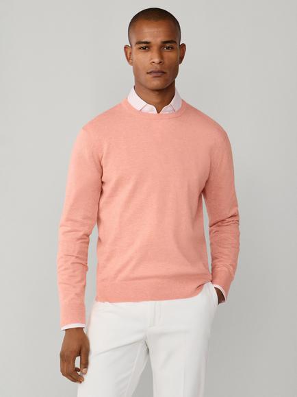Hackett London Cotton Blend Crew Neck Jumper, Peach Orange