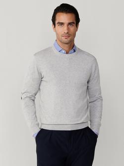 Hackett London Cotton Blend Crew Neck Jumper, Tin Grey