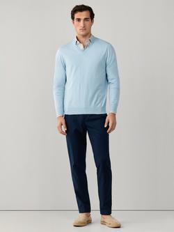 Hackett London V-Neck Fine Knit Jumper - view 2, Oxford Blue
