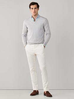 Hackett London V-Neck Fine Knit Jumper - view 2, Tin Grey