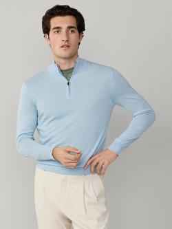 Hackett London Cotton Rich Regular Fit Half-Zip Jumper, Oxford Blue, Oxford Blue