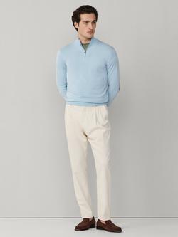 Hackett London Cotton Rich Regular Fit Half-Zip Jumper, Oxford Blue - view 2, Oxford Blue