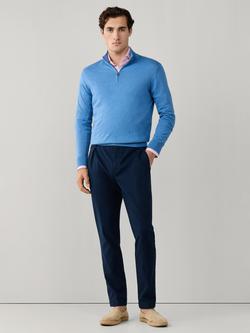 Hackett London Quarter Zip Fine Knit Jumper - view 2, Eton Blue