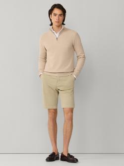 Hackett London Cotton Blend Quarter-Zip Jumper - view 2, Natural Beige