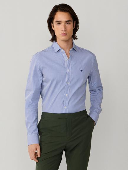 Hackett London Cotton Tailored Untucked Fit Brompton Button-Down Shirt, Navy, Navy