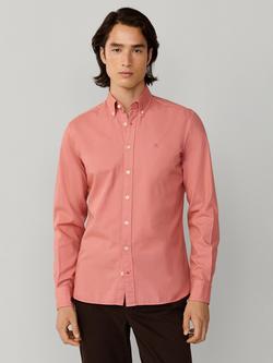 Hackett London Cotton Tailored Fit Brompton Button Shirt, Baked Clay Red, Baked Clay Red
