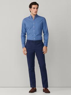 Hackett London Tailored Fit Garment Dyed Oxford Shirt, Optic White - view 2, Eton Blue
