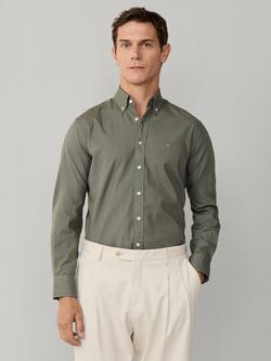 Hackett London Tailored Fit Garment Dyed Oxford Shirt, Optic White, Stone Green