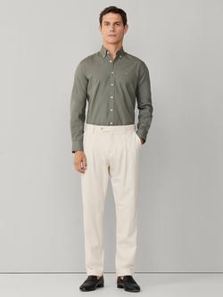 Hackett London Tailored Fit Garment Dyed Oxford Shirt, Optic White - view 2, Stone Green