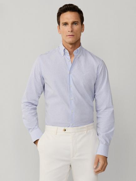 Hackett London City Tattersall Classic Fit Cotton Poplin Shirt, Summer Blue, Summer Blue