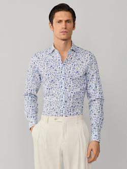 Hackett London Cotton Floral Tailored Untucked Fit Shirt, Ultra Blue, Ultra Blue