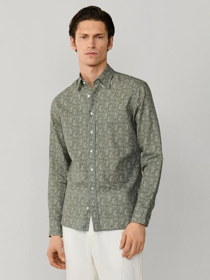 Hackett London Tiger Print Tailored Untucked Fit Shirt, Sage Green, Sage Green