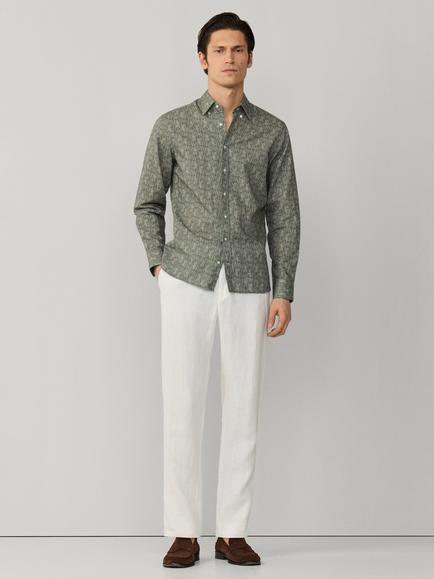 Hackett London Tiger Print Tailored Untucked Fit Shirt, Sage Green - view 2, Sage Green