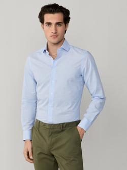 Hackett London Cotton Blend Long Sleeve Shirt, Light Blue