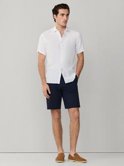 Hackett London Tailored Fit Short Sleeve Linen Shirt, Optic White - view 2, Optic White