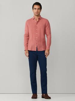 Hackett London Linen Tailored Untucked Fit Brompton Button-Down Shirt - view 2, Baked Clay Red