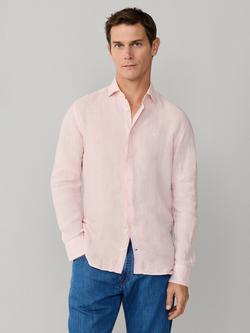 Hackett London Tailored Fit Garment Dyed Linen Shirt, Baby Pink, Baby Pink